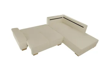 Graystone 3-seter Høyre Hjørnesovesofa 130x203 cm med Oppbevaring i Stoff - Lys Beige - Møbler - Sofaer - Sovesofaer - Langsgående sovesofa