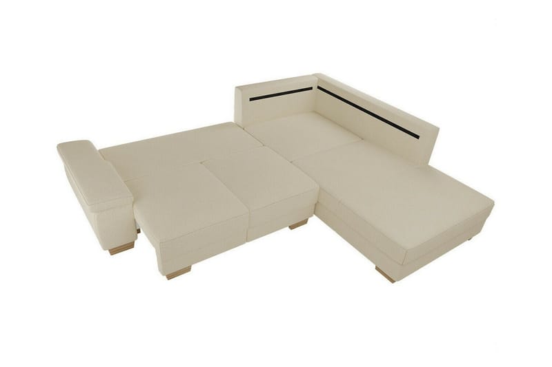 Graystone 3-seter Høyre Hjørnesovesofa 130x203 cm med Oppbevaring i Stoff - Lys Beige - Møbler - Sofaer - Sovesofaer - Langsgående sovesofa