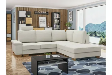 Graystone 3-seter Høyre Hjørnesovesofa 130x203 cm med Oppbevaring i Stoff - Lys Beige - Møbler - Sofaer - Sovesofaer - Langsgående sovesofa