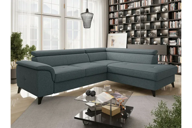 Graystone 3-seter Høyre Hjørnesovesofa med Oppbevaring i Stoff - Grå - Møbler - Sofaer - Sovesofaer - Langsgående sovesofa