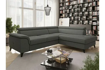 Graystone 3-seter Høyre Hjørnesovesofa med Oppbevaring i Stoff - Grå - Møbler - Sofaer - Sovesofaer - Langsgående sovesofa
