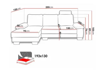 Graystone 3-seter Høyre Hjørnesovesofa med Oppbevaring i Stoff - Lysegrå - Møbler - Sofaer - Sovesofaer - Sovesofa divan
