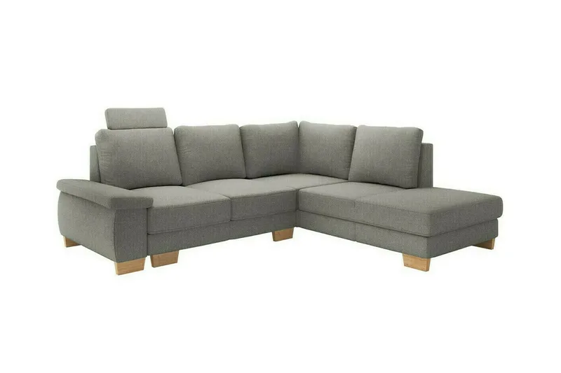 Graystone 3-seter Høyre L-formet Hjørnesovesofa 130x203 cm med Oppbevaring i Stoff, Grå