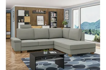 Graystone 3-seter Høyre L-formet Hjørnesovesofa 130x203 cm med Oppbevaring i Stoff - Grå - Møbler - Sofaer - Sovesofaer - Langsgående sovesofa