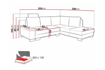 Graystone 3-seter Høyrevendt Hjørnesovesofa med Divan og Sjeselong i Stoff - Grå - Møbler - Sofaer - Sovesofaer - Langsgående sovesofa