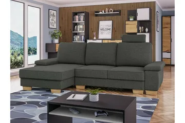 Graystone 3-seter Venstre Hjørnesovesofa 130x193 cm med Oppbevaring i Stoff - Grå - Møbler - Sofaer - Sovesofaer - Sovesofa divan