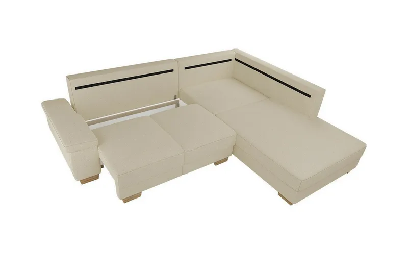 Graystone 3-seter Venstre Hjørnesovesofa 130x203 cm med Oppbevaring i Stoff - Beige - Møbler - Sofaer - Sovesofaer - Langsgående sovesofa