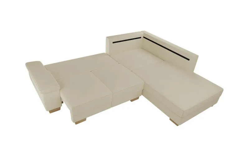 Graystone 3-seter Venstre Hjørnesovesofa 130x203 cm med Oppbevaring i Stoff - Beige - Møbler - Sofaer - Sovesofaer - Langsgående sovesofa