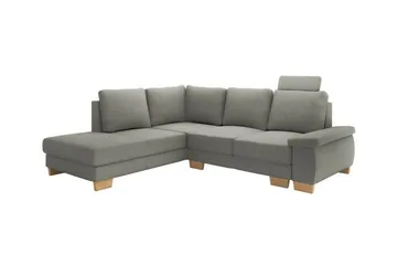 Graystone 3-seter Venstre Hjørnesovesofa 130x203 cm med Oppbevaring i Stoff - Grå - Møbler - Sofaer - Sovesofaer - Langsgående sovesofa