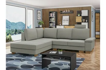 Graystone 3-seter Venstre Hjørnesovesofa 130x203 cm med Oppbevaring i Stoff - Grå - Møbler - Sofaer - Sovesofaer - Langsgående sovesofa