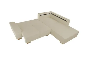 Graystone 3-seter Venstre Hjørnesovesofa 130x203 cm med Oppbevaring i Stoff - Lysegrå - Møbler - Sofaer - Sovesofaer - Langsgående sovesofa