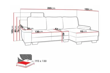 Graystone 3-seter Venstre Hjørnesovesofa med Oppbevaring i Stoff - Lysegrå - Møbler - Sofaer - Sovesofaer - Sovesofa divan
