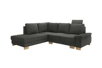 Graystone 3-seter Venstrevendt Hjørnesovesofa med Divan og Sjeselong i Stoff - Grå - Møbler - Sofaer - Sovesofaer - Langsgående sovesofa
