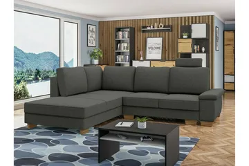 Graystone 3-seter Venstrevendt Hjørnesovesofa med Divan og Sjeselong i Stoff - Grå - Møbler - Sofaer - Sovesofaer - Langsgående sovesofa