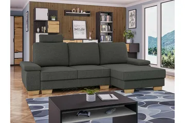 Graystone 3-seters Høyre Hjørnesovesofa 130x193 cm med Oppbevaring i Stoff - Grå - Møbler - Sofaer - Sovesofaer - Sovesofa divan