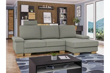 Graystone 3-seters Høyre Hjørnesovesofa 130x193 cm med Oppbevaring i Stoff - Lysegrå - Møbler - Sofaer - Sovesofaer - Sovesofa divan