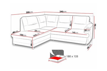 Graystone 3-seters Hjørnesovesofa - Cream - Møbler - Sofaer - Sovesofaer - Hjørnesovesofa