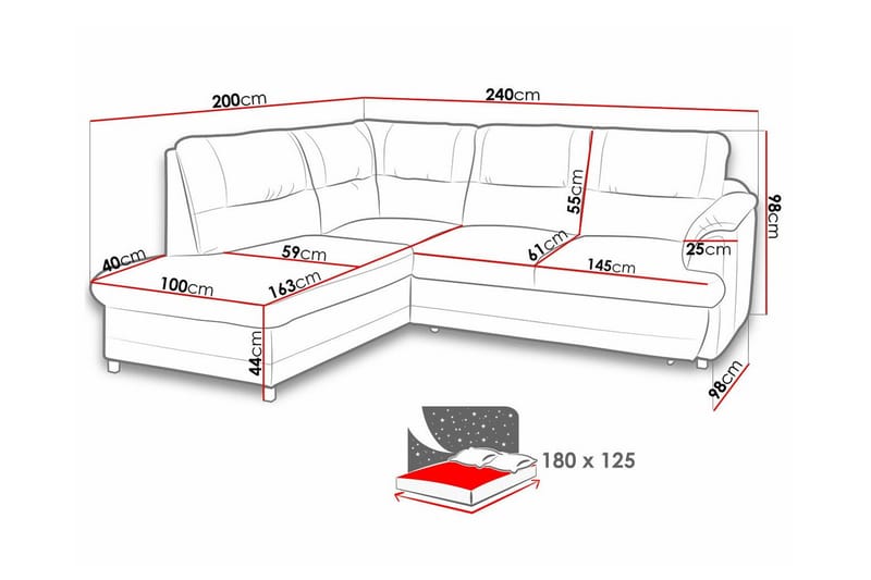 Graystone 3-seters Hjørnesovesofa - Cream - Møbler - Sofaer - Sovesofaer - Hjørnesovesofa