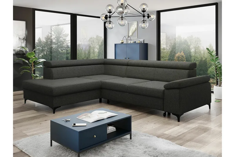 Graystone 3-seters Hjørnesovesofa - Mørkegrå - Møbler - Sofaer - Sovesofaer - Hjørnesovesofa