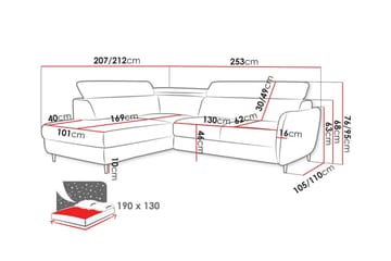 Graystone 3-seters Hjørnesovesofa - Møbler - Sofaer - Sovesofaer - Hjørnesovesofa
