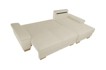 Graystone 3-seters Venstre Hjørnesovesofa 130x193 cm med Oppbevaring i Stoff - Lysegrå - Møbler - Sofaer - Sovesofaer - Sovesofa divan