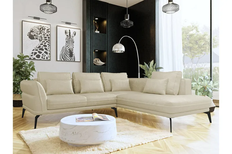 Graystone 4-sits Hörnbäddsoffa NO_BRAND beige - Møbler - Sofaer - Sofaer med sjeselong - 4 seters sofa med divan