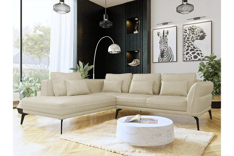 Graystone 4-sits Hörnbäddsoffa NO_BRAND Beige/Light beige - Møbler - Sofaer - Sofaer med sjeselong - 4 seters sofa med divan