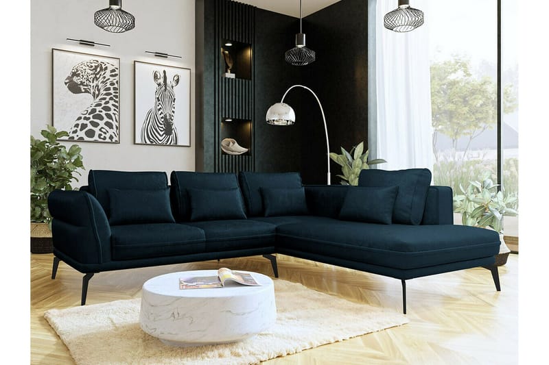 Graystone 4-sits Hörnbäddsoffa NO_BRAND Dark blue - Møbler - Sofaer - Sofaer med sjeselong - 4 seters sofa med divan