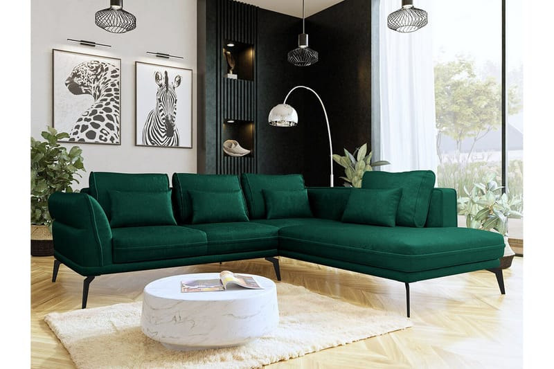 Graystone 4-sits Hörnbäddsoffa NO_BRAND Dark green - Møbler - Sofaer - Sofaer med sjeselong - 4 seters sofa med divan