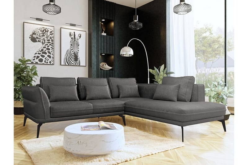 Graystone 4-sits Hörnbäddsoffa NO_BRAND Dark grey - Møbler - Sofaer - Sofaer med sjeselong - 4 seters sofa med divan