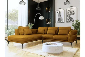 Graystone 4-sits Hörnbäddsoffa NO_BRAND Dark yellow - Møbler - Sofaer - Sofaer med sjeselong - 4 seters sofa med divan