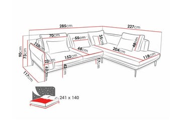 Graystone 4-sits Hörnbäddsoffa NO_BRAND Dark yellow - Møbler - Sofaer - Sofaer med sjeselong - 4 seters sofa med divan