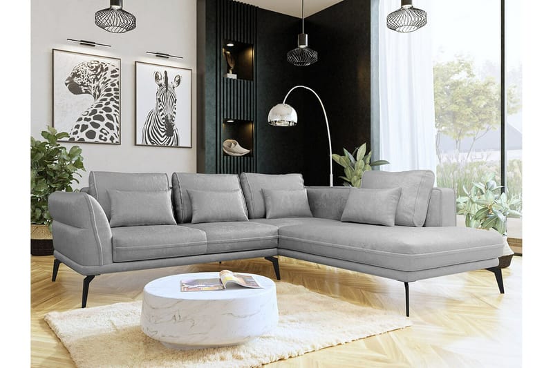 Graystone 4-sits Hörnbäddsoffa NO_BRAND Light grey/Dark grey - Møbler - Sofaer - Sofaer med sjeselong - 4 seters sofa med divan
