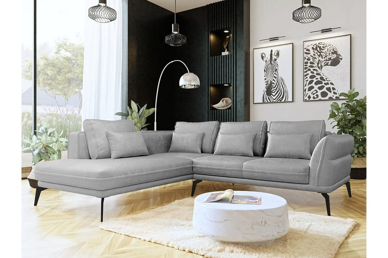 Graystone 4-sits Hörnbäddsoffa NO_BRAND Ljusgrå - Møbler - Sofaer - Sofaer med sjeselong - 4 seters sofa med divan
