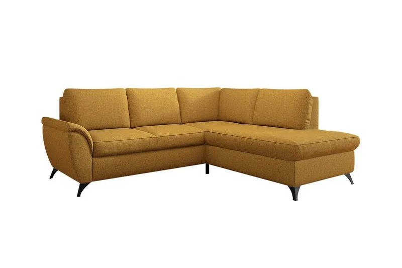 Hereford 3-seter Høyre Hjørnesovesofa 126x185 cm med Oppbevaring i Stoff, Gul