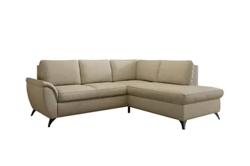 Hereford 3-seter Høyre Hjørnesovesofa med Oppbevaring i Stoff - Beige - Møbler - Sofaer - Sovesofaer - Langsgående sovesofa