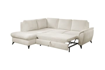 Hereford 3-seter Høyre Hjørnesovesofa med Oppbevaring i Stoff - Benhvit - Møbler - Sofaer - Sovesofaer - Langsgående sovesofa