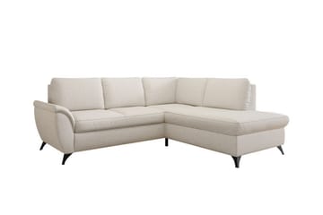 Hereford 3-seter Høyre Hjørnesovesofa med Oppbevaring i Stoff - Benhvit - Møbler - Sofaer - Sovesofaer - Langsgående sovesofa