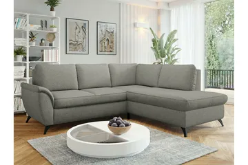 Hereford 3-seter Høyre Hjørnesovesofa med Oppbevaring i Stoff - Grå - Møbler - Sofaer - Sovesofaer - Langsgående sovesofa