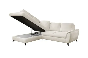 Hereford 3-seter Høyre Hjørnesovesofa med Oppbevaring i Stoff - Grå - Møbler - Sofaer - Sovesofaer - Langsgående sovesofa