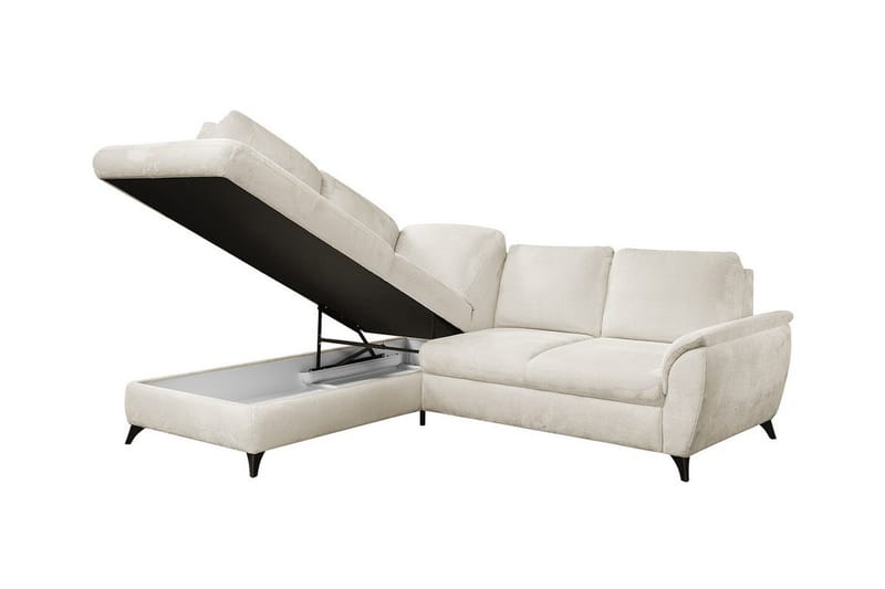 Hereford 3-seter Høyre Hjørnesovesofa med Oppbevaring i Stoff - Taupe - Møbler - Sofaer - Sovesofaer - Langsgående sovesofa