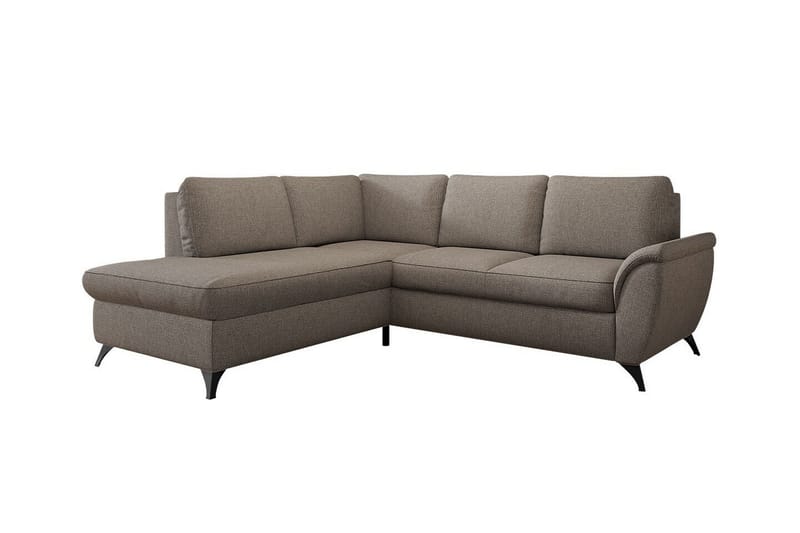 Hereford 3-seter Venstre Hjørnesovesofa 126x185 cm med Oppbevaring i Stoff, Brun