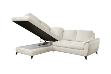 Hereford 3-seter Venstre Hjørnesovesofa 126x185 cm med Oppbevaring i Stoff - Grå - Møbler - Sofaer - Sovesofaer - Langsgående sovesofa