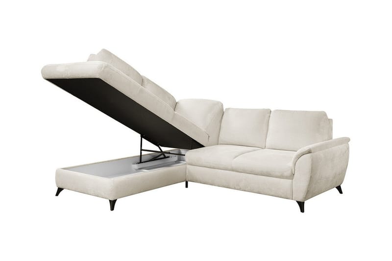 Hereford 3-seter Venstre Hjørnesovesofa 126x185 cm med Oppbevaring i Stoff - Gul - Møbler - Sofaer - Sovesofaer - Langsgående sovesofa