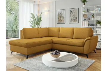 Hereford 3-seter Venstre Hjørnesovesofa 126x185 cm med Oppbevaring i Stoff - Gul - Møbler - Sofaer - Sovesofaer - Langsgående sovesofa