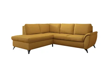 Hereford 3-seter Venstre Hjørnesovesofa 126x185 cm med Oppbevaring i Stoff - Gul - Møbler - Sofaer - Sovesofaer - Langsgående sovesofa