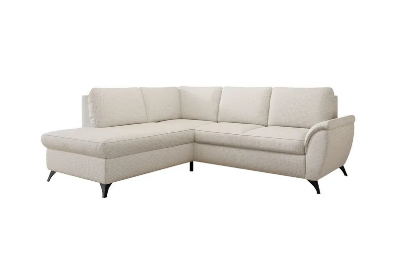 Hereford 3-seter Venstre Hjørnesovesofa 126x185 cm med Oppbevaring i Stoff, Kremhvit