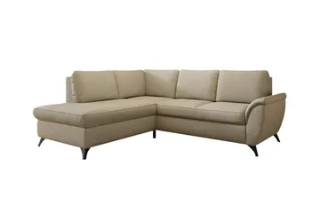 Hereford 3-seter Venstre Hjørnesovesofa med Oppbevaring i Stoff - Beige - Møbler - Sofaer - Sovesofaer - Langsgående sovesofa