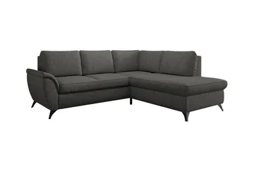 Hereford 3-seters Høyre Hjørnesovesofa 126x185 cm med Oppbevaring i Stoff - Grå - Møbler - Sofaer - Sovesofaer - Langsgående sovesofa