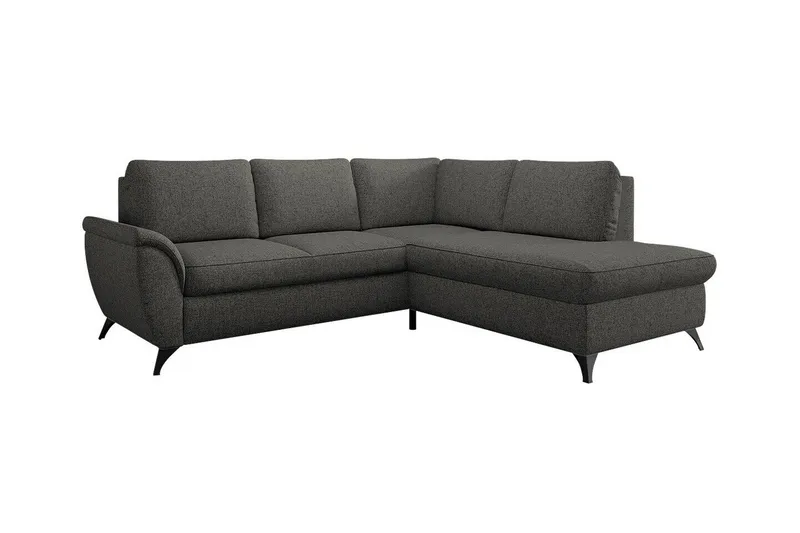 Hereford 3-seters Høyre Hjørnesovesofa 126x185 cm med Oppbevaring i Stoff, Grå